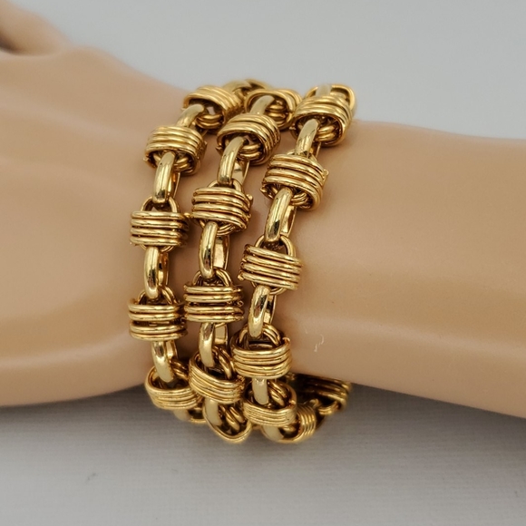 Talbots 3 Strand Gold Tone Chunky Links Bracelet